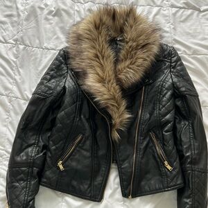 Faux black leather jacket